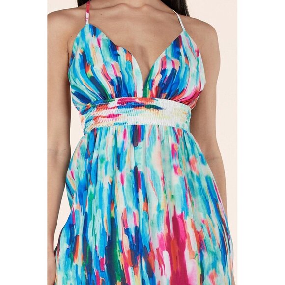 L’ATISTE Color spectrum Tiered Maxi Dress Size Small - Picture 3 of 11